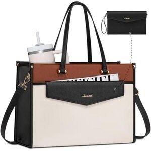 Laptop Bag for Women, 15.6'' Laptop Tote Purse 2-in-1 Professional Work Bag